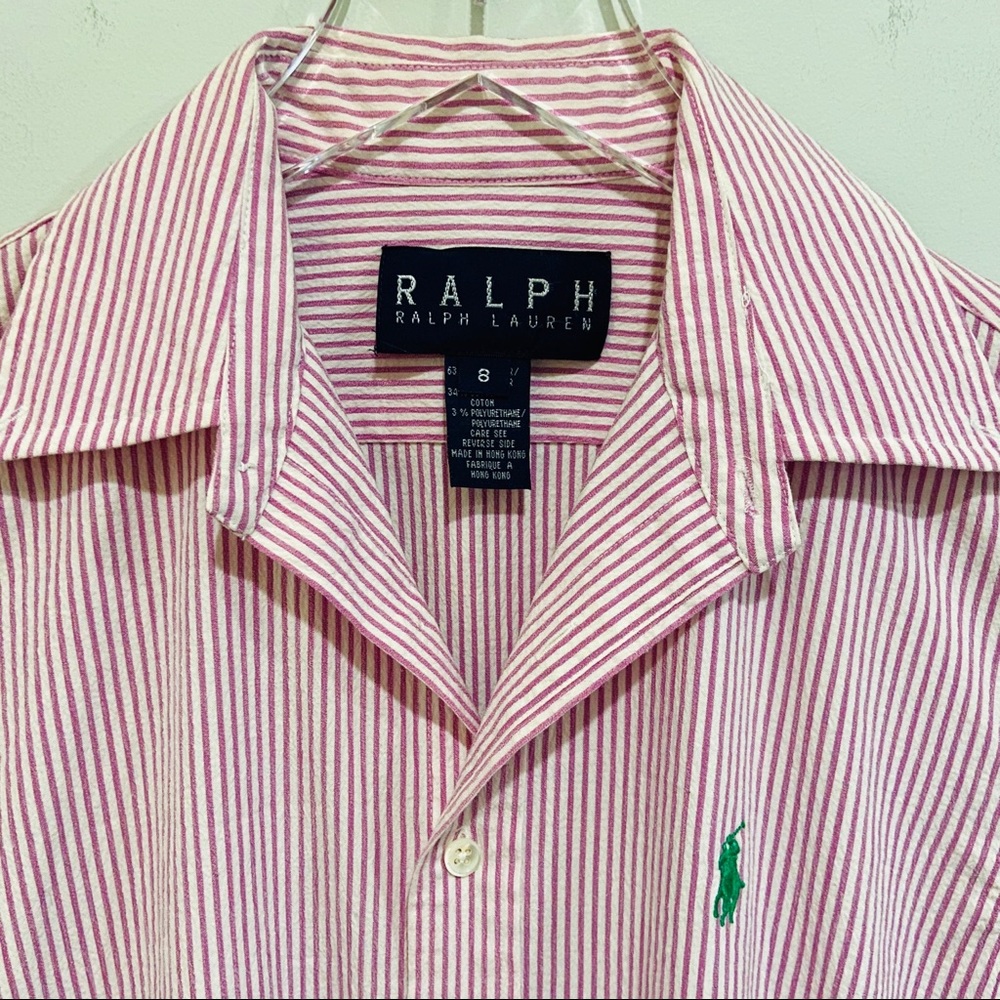Ralph Lauren Pink and White Striped Button-Down Shirt - Picture 3 of 5